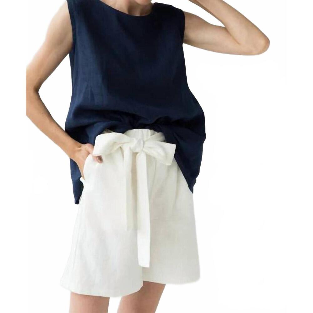 NEW LE MUSE high waisted linen short in white - Picture 2 of 2
